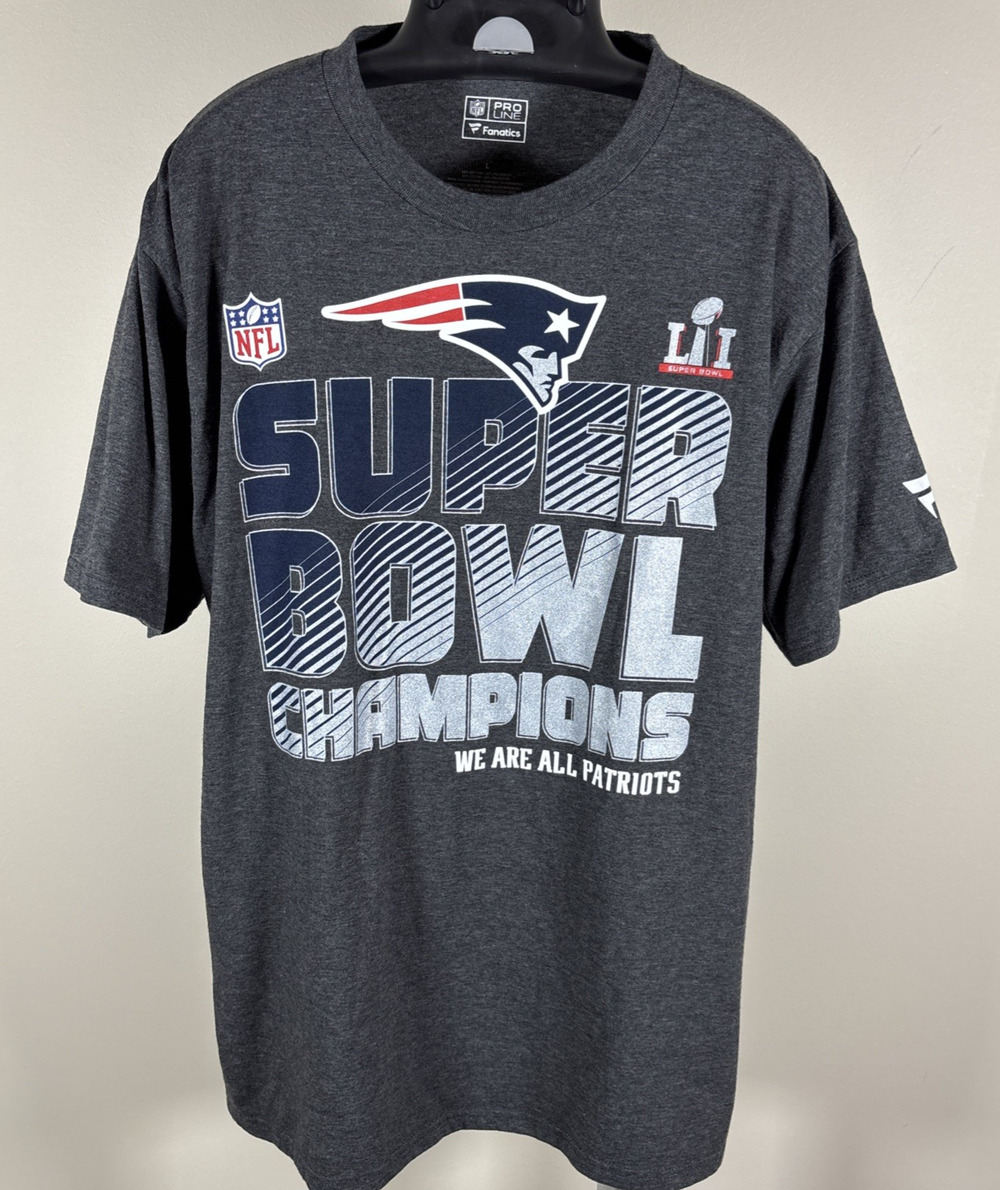 Fanatics New England Patriots Super Bowl 51 Champions NFL Gray T-Shirt Men's L